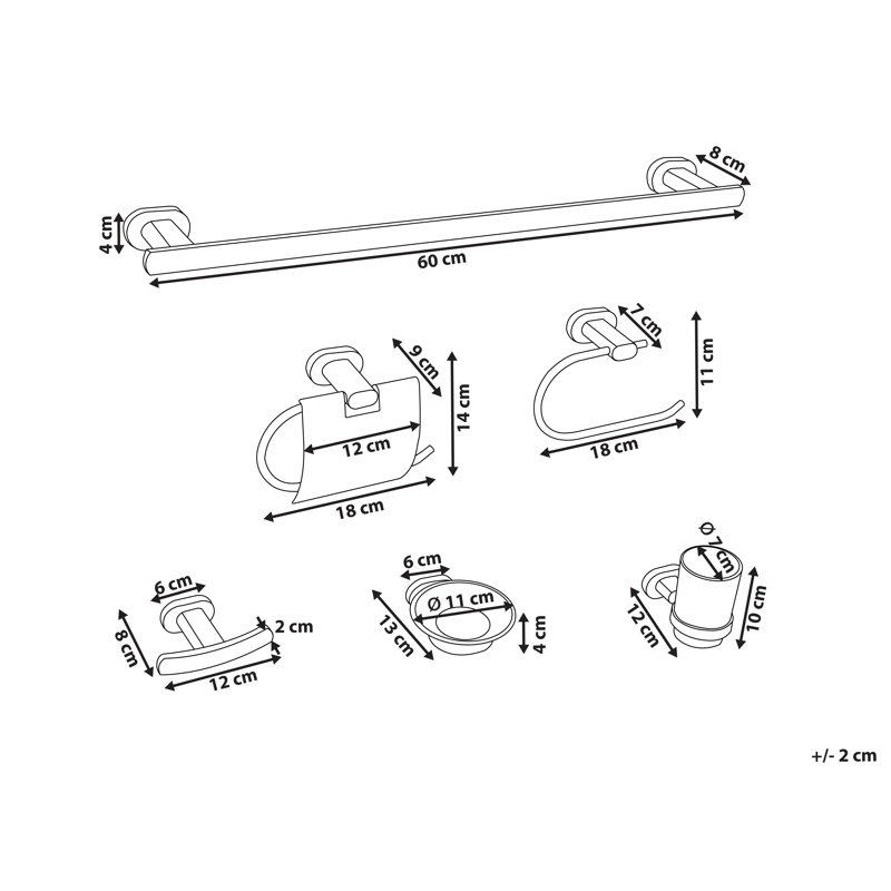 6-Piece Bathroom Hardware Set TOCOPILLA with Towel Bars and Hooks, Gold
