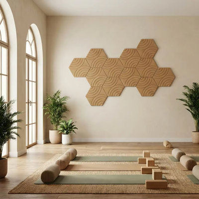 Paquet de 6 panneaux muraux antibruit cappuccino-magiques, panneaux insonorisants hexagonaux, 12 po x 10 po x 0,4 po pour murs et plafonds Magicubetic