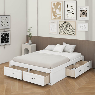 Grand lit plateforme avec 6 tiroirs
