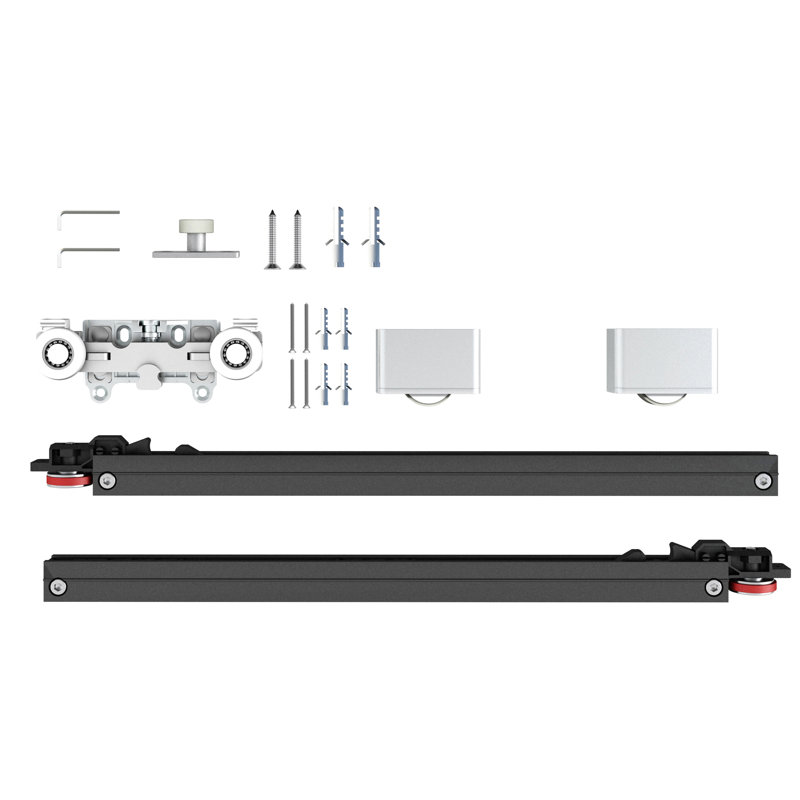 40 in. x 84 in. Frosted Glass Steel Frame Sliding Barn Door Kit