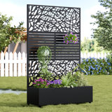 Indoor/Outdoor/Decor/Garden Two-Tone Planter Box with Lattice Panel Trellis Privacy Screen