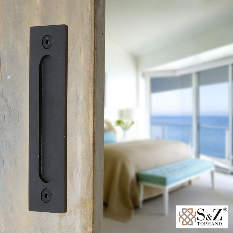 12 in Handles, Black Powder Coated Finish Round Shape-Fit 1 3/8-1 3/4" Door, Heavy Steel Handle/Pull