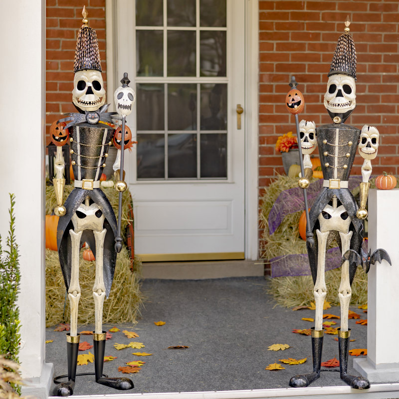 Metal Halloween Skeleton Soldiers (Set Of 2), 63.5" H x 14.25" W x 13.25" D