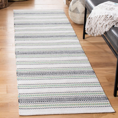 Tapis rayé en coton tissé à la main Breckenridge