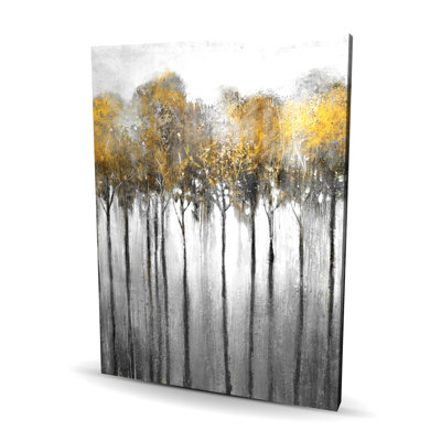 Abstrait forêt jaune - décor de bureau contemporain en toile