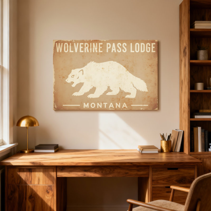 Animaux, Wolverine Pass Lodge, motif d'ours du Montana, H 32 po x l 48 po