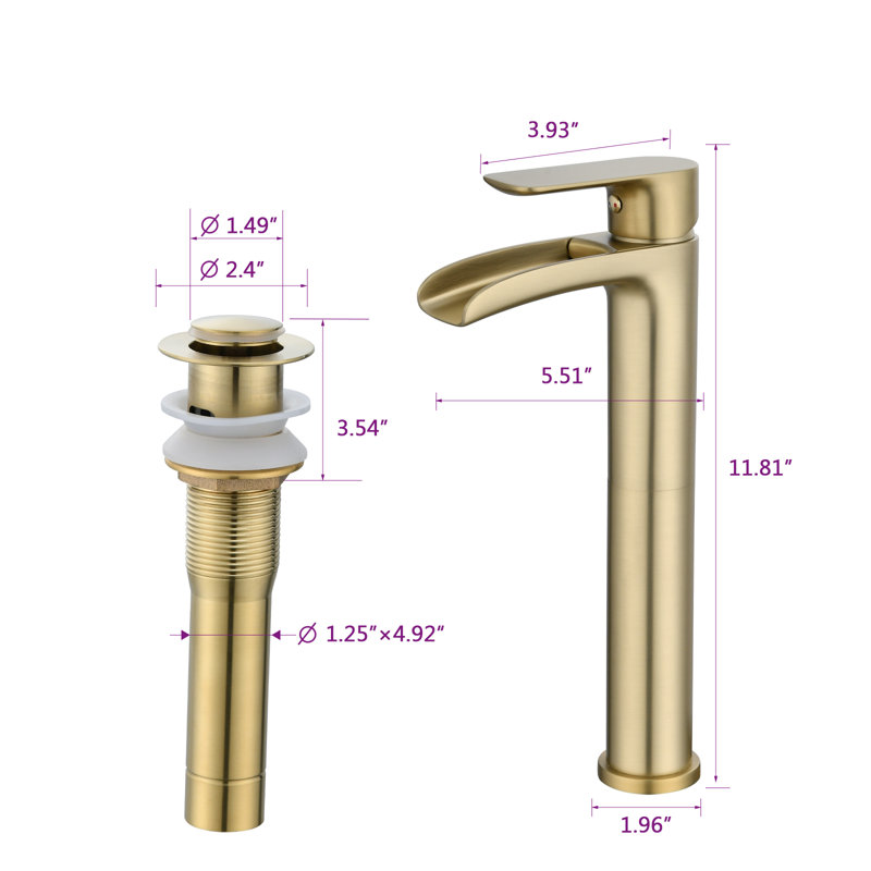 Robinet de salle de bain à large entraxe, Or brossé