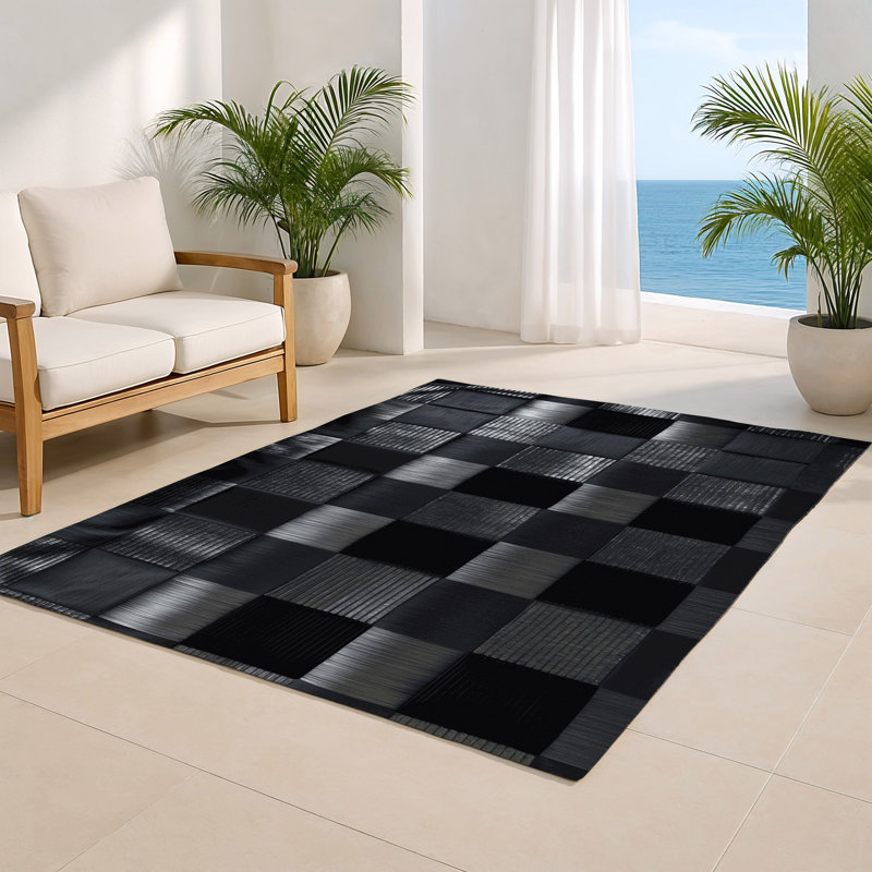 Tapis d'intérieur et d'extérieur à carreaux gris, Rectangulaire 2 pi x 3 pi