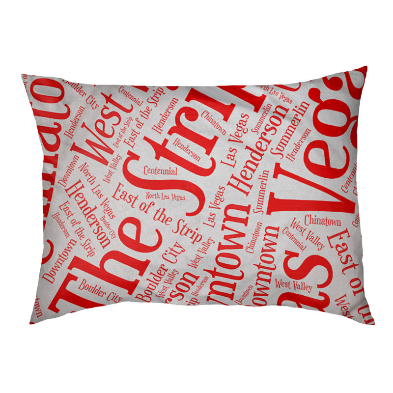 Coussin de chien « districts », Moyen (H 9,5 po x l 28 po x P 18 po), Rouge, Las Vegas