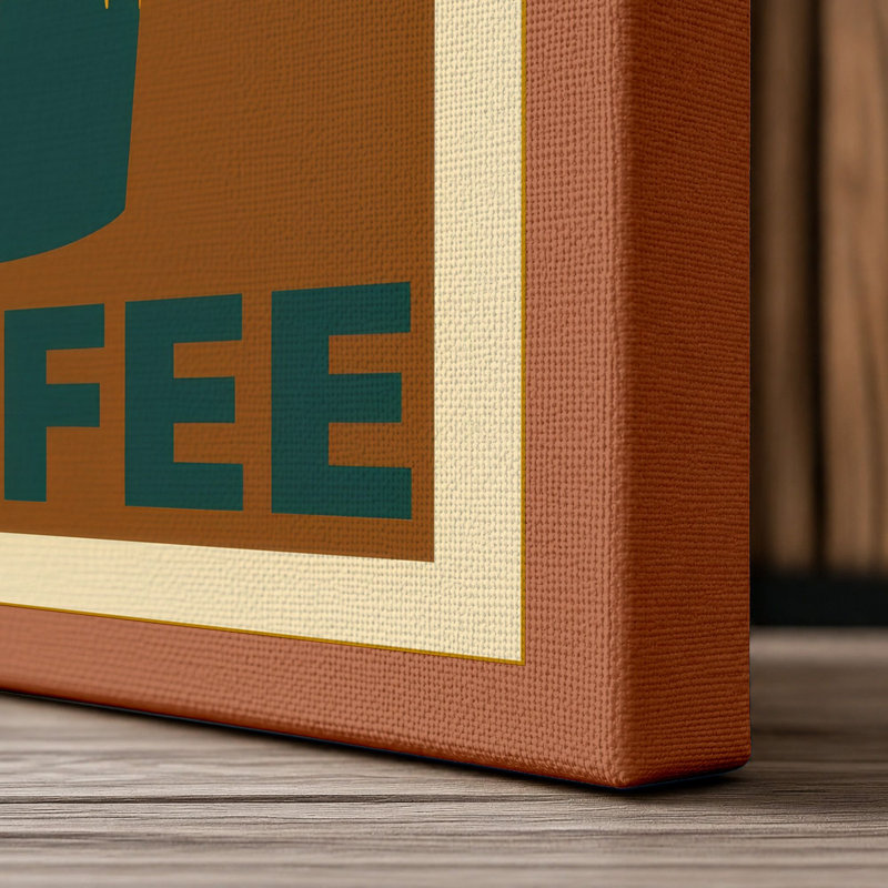 Coffee and Mountains Mid-Century - Wrapped Canvas, 24x16 - 61.0 x 40.6 cm, Terracotta Border