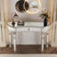 Console à miroir en demi-lune de 47 pouces avec tiroir en verre cannelé et poignée en cristal, parfaite pour les vestibules et les chambres à coucher-1335455487