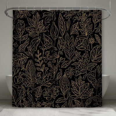 Gold Leaf Botanical Shower Curtains Extra Long
