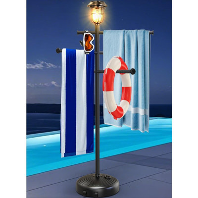 Solar Light Pool Towel Rack with Wheels