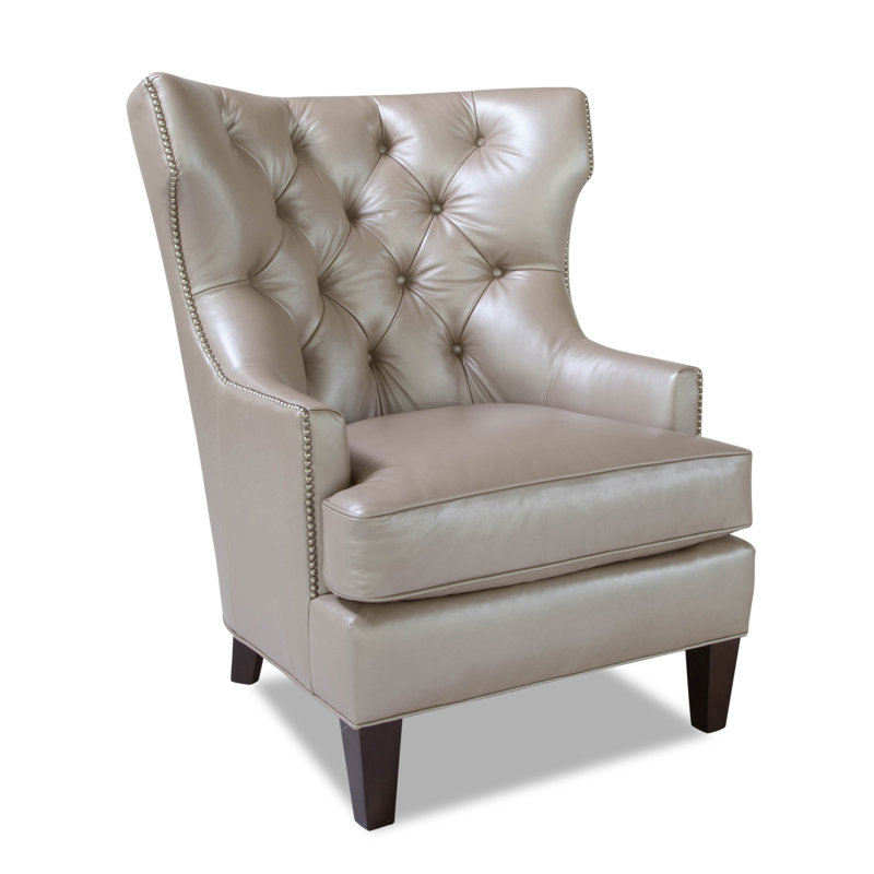 Roberts Leather Wingback Chair, Bliss