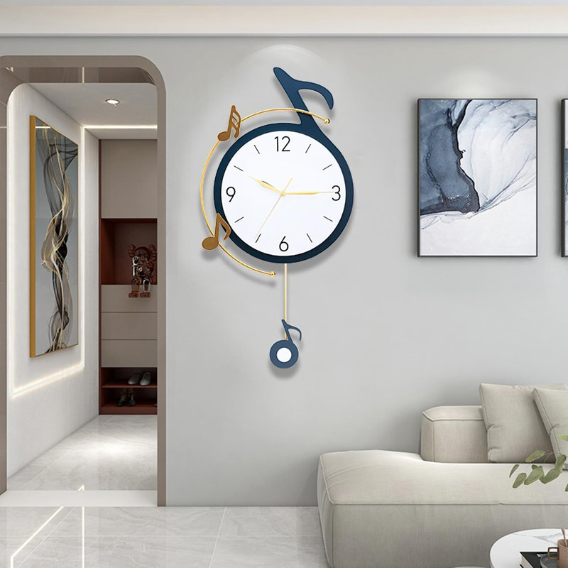 Horloge murale décorative à quartz avec pendule, conception de note de musique silencieuse à piles pour le salon, la cuisine, la chambre et la décoration