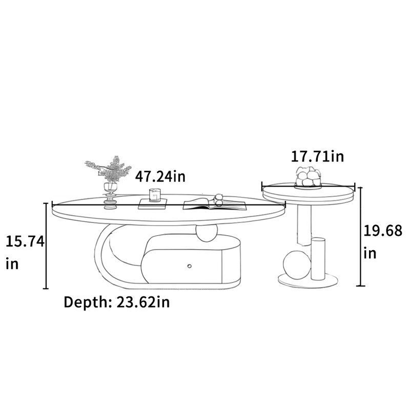 Table basse Simple Style, H 15,74 po x L 47,24 po x l 23,62 po