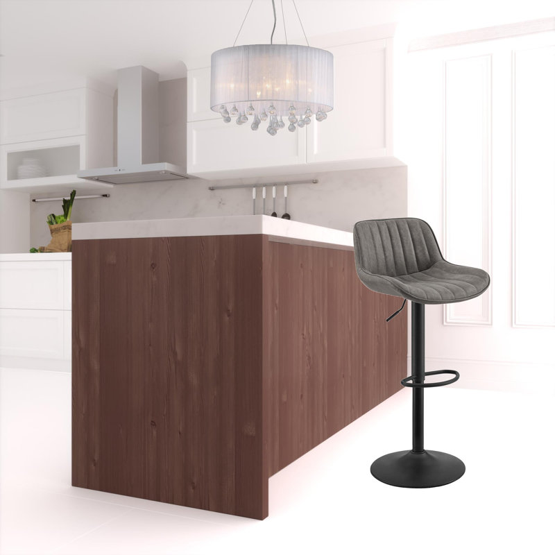 Tabouret pivotant à hauteur réglable Jaiven, gris, Tabouret de bar (siège d'une hauteur de 31,49 po)