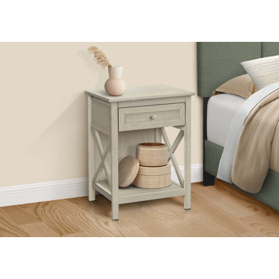 Table d'appoint, table de bout, table d'appoint, 2 niveaux, chambre à coucher, table de chevet, lampe, tiroir de rangement, placage, transitionnel
