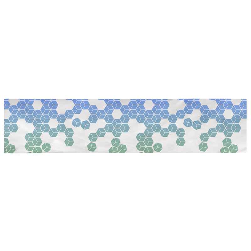 Chemin de table en cubes culbuté Avicia, 72 po x 16 po, Polyester, Paon / Blanc