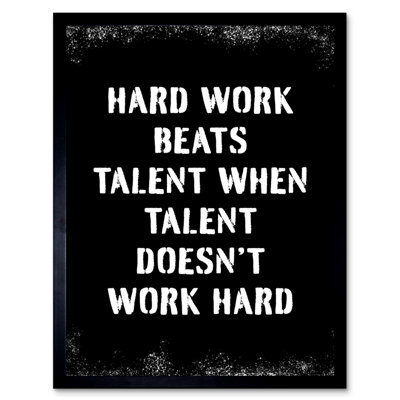 Luppens Luppens Hard Work Beats Talent When Talent Doesn't Work Hard Inspirational Gym Wall Art Artwork - Single Picture Frame Print