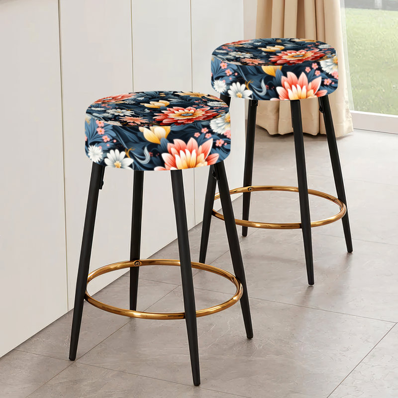 Cottage corail Blooms dévoilé - ensemble de 2 tabourets de bar floraux