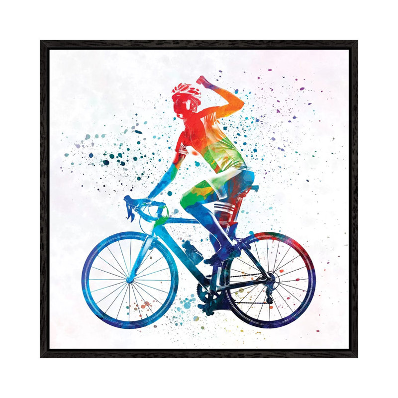 Woman Triathlon Cycling 03 by Paul Rommer - Floater Frame Gallery-Wrapped Canvas Giclée on Canvas, Black