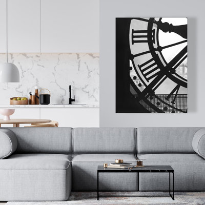 Clock at the Orsay Museum - Monochrome Canvas Home Decor