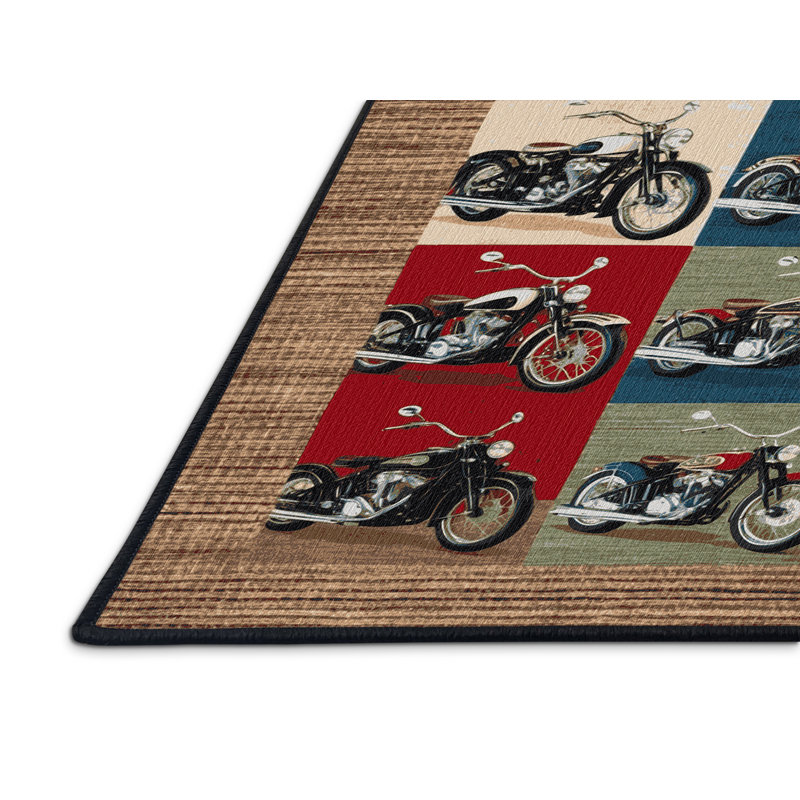 Machine Washable Transportation Brown Area Rug, Rectangle 5 pi x 7 pi