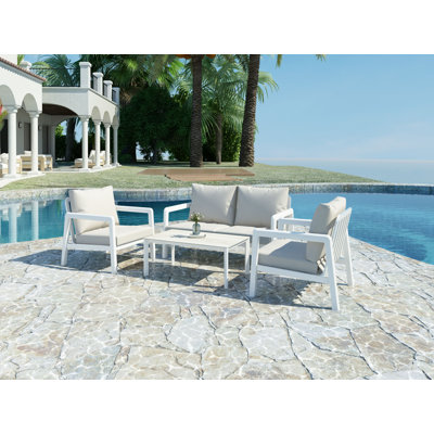 Kleper 4 - Person Patio Conversation Set with Cushions