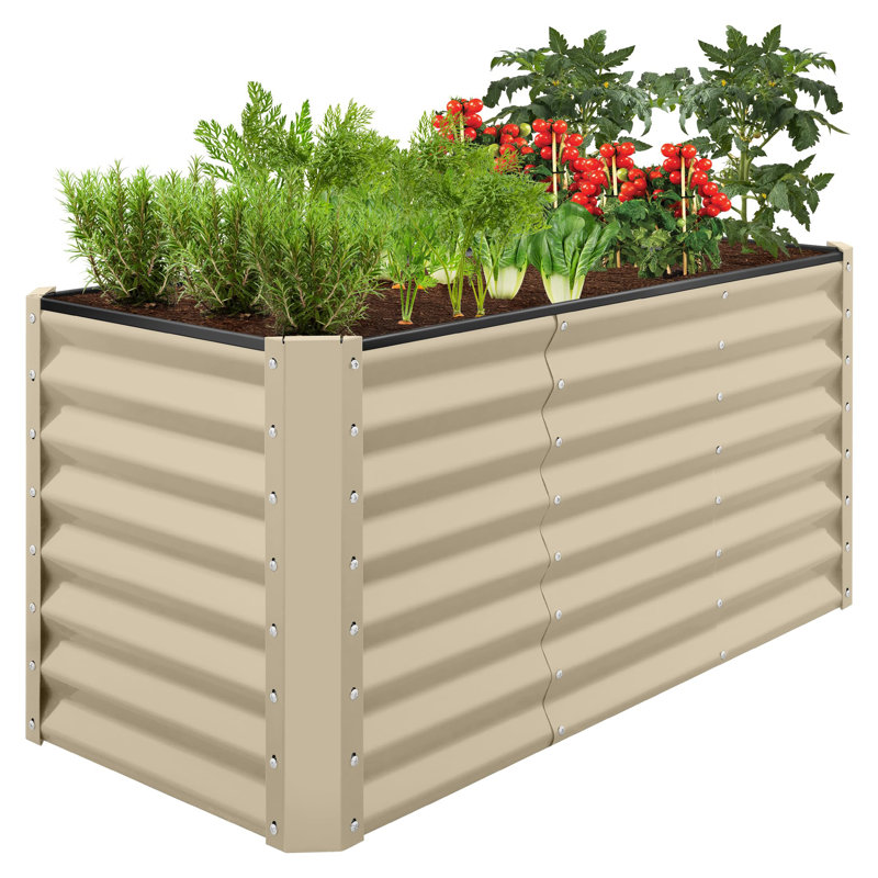 Metal Raised Garden Bed for Outdoor, Beige, 24" H x 48" W x 24" D