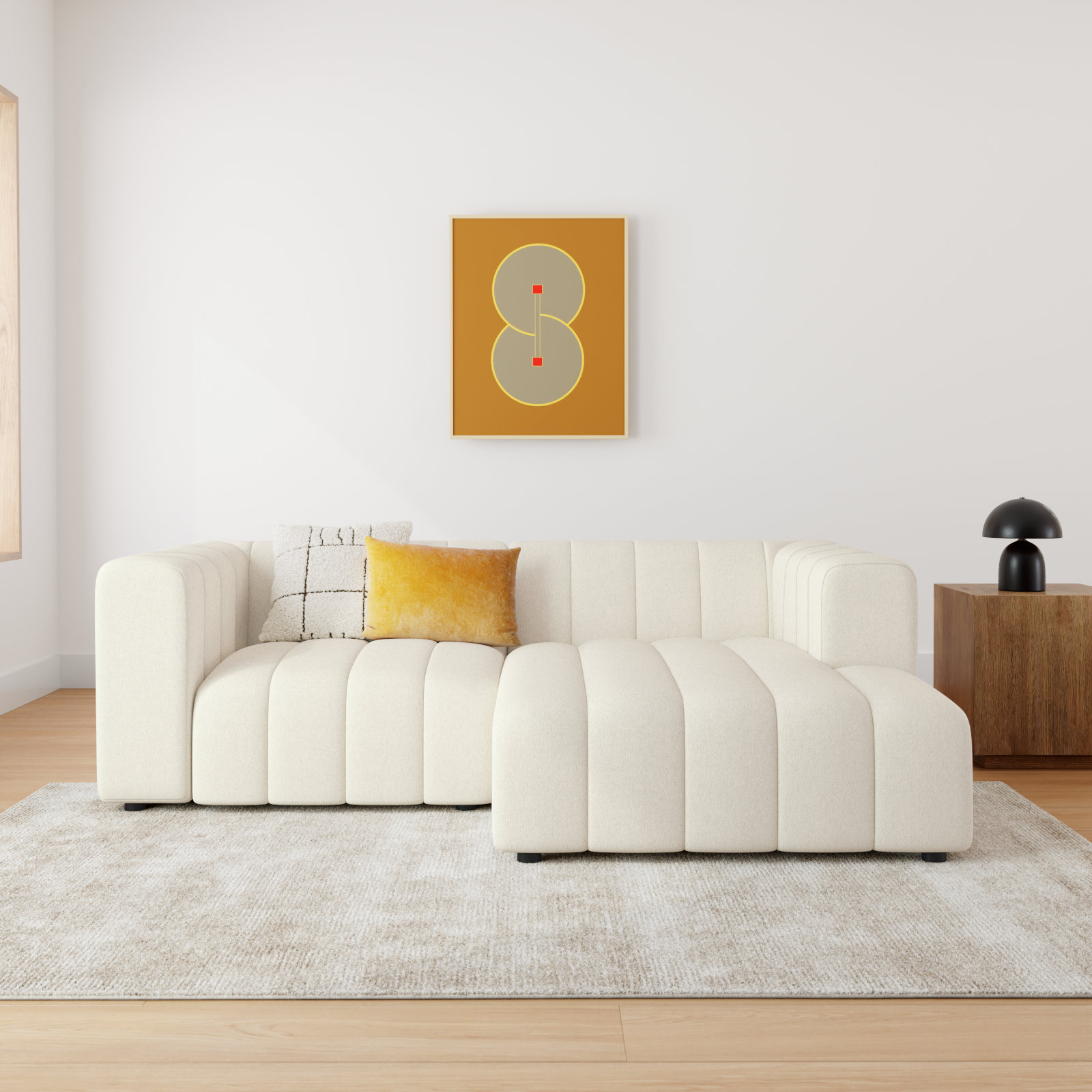 Bowry Sofa and Chaise, Right Hand Facing, Fayette Cloud Polyester Blend
