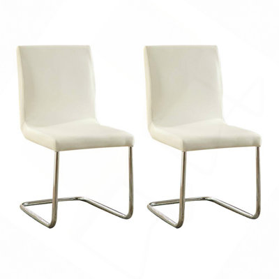 Modern Elegance Color Leatherette 2Pcs Dining Chairs Chrome Metal Legs Dining Room Side Chairs