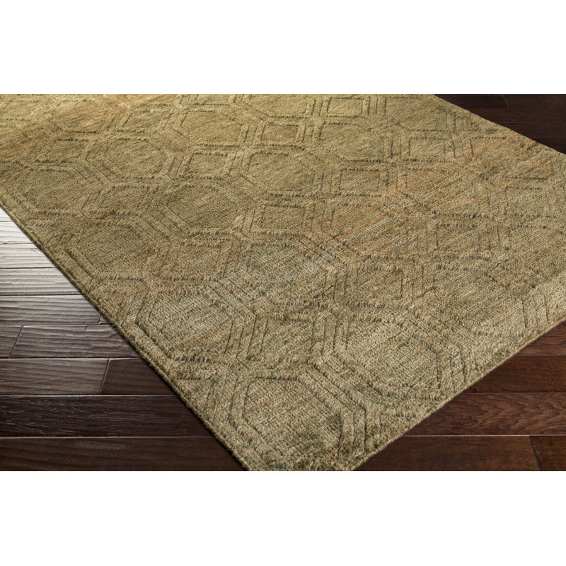 Tapis brun noué la à la main geometric/en sisal Limewood, Rectangle 8 pi x 11 pi