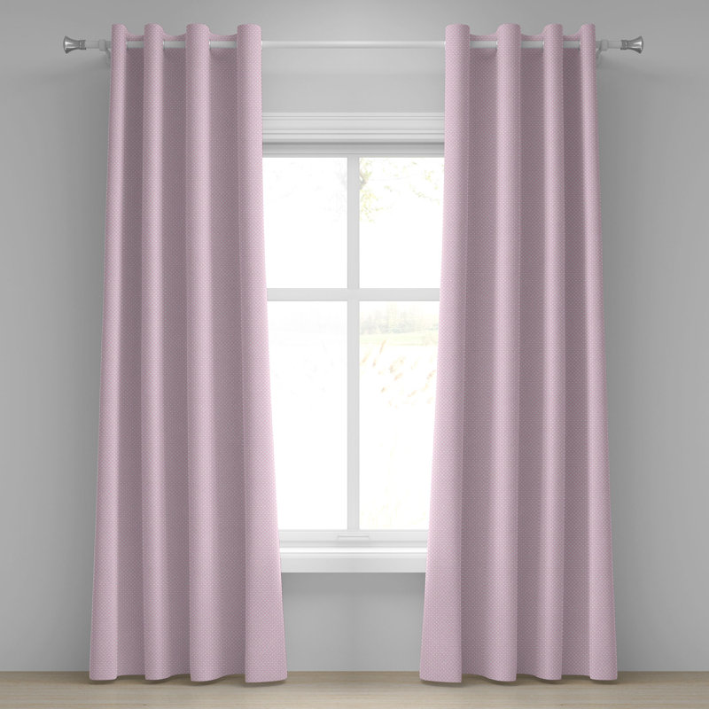 Rideau décoratif à œillets 2 panneaux 50 po, blanc et rose East Urban Home, L 50 po x L 108 po