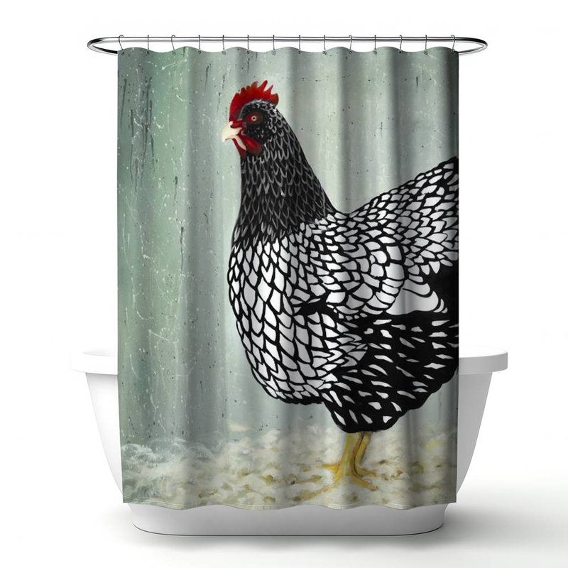 Shower Curtain AN520 – Polyester Shower Curtain, Dye Sublimation Print, 71" W × 74" L, Multicolor Light Green