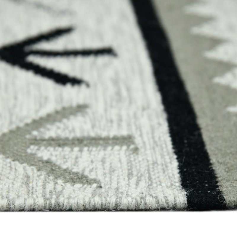 Ivory and Multicolor Wool Flat Woven Handmade Area Rug