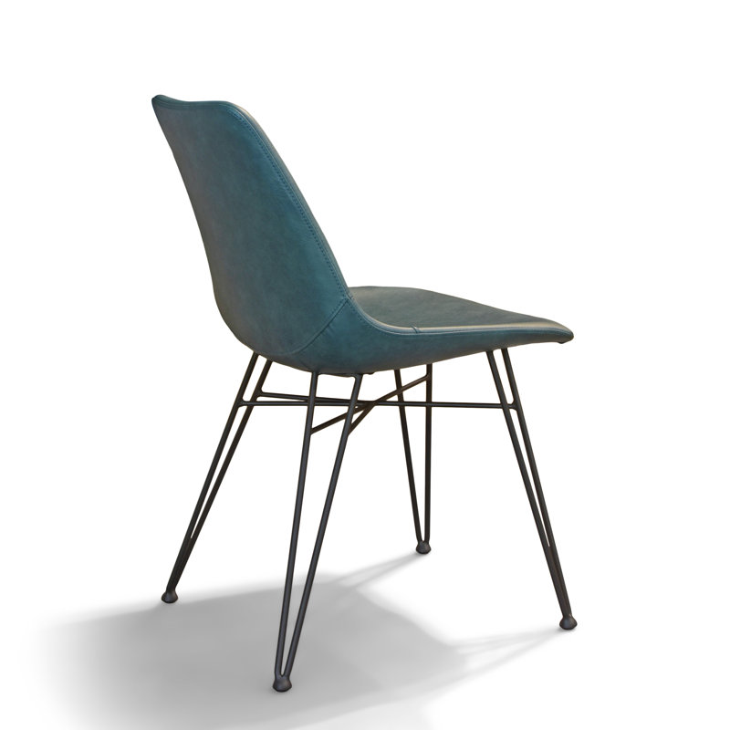 Volya Dining Chair, Faux Leather, Teal Blue