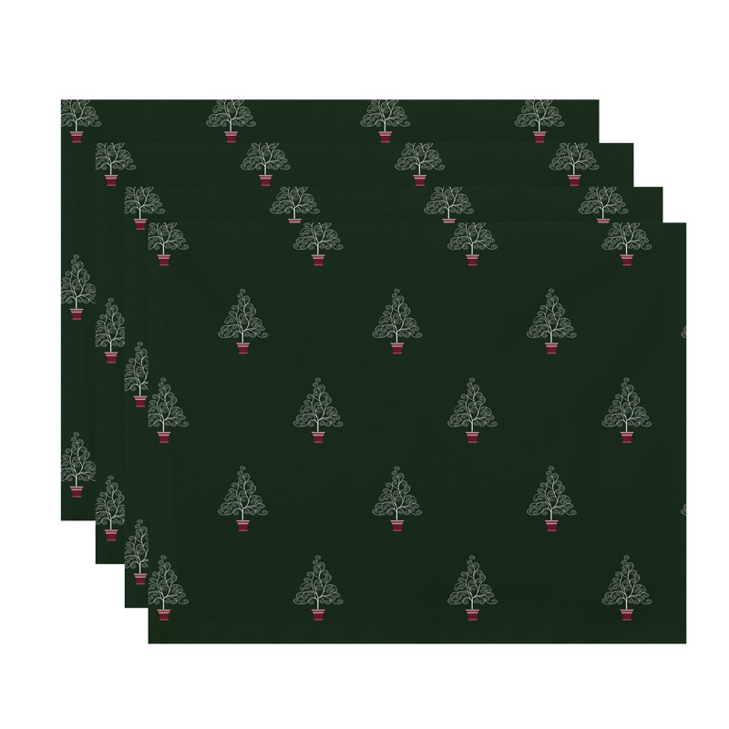 Polyester Floral Rectangle Placemat, Green