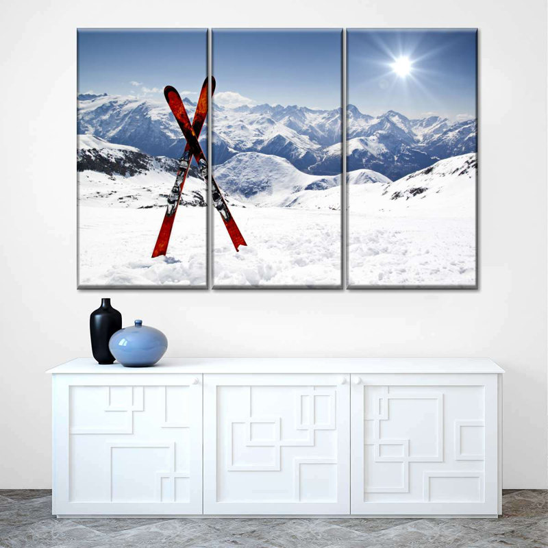 " Red Skis " 3 - Pieces, 20" H x 33" W x 1.25" D