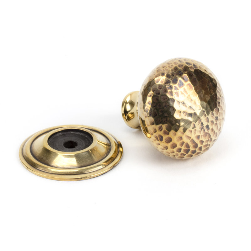 Hammered Mushroom 32mm Diameter Knob, Aged Brass