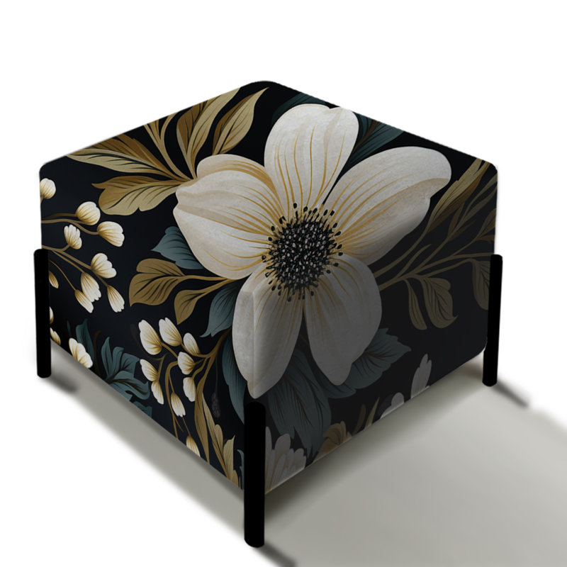Nostalgie blanche et verte à motif floral - repose-pieds carré floral