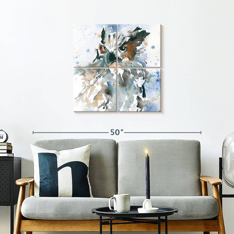Brampt Owl On Blue, 26" H x 26" W