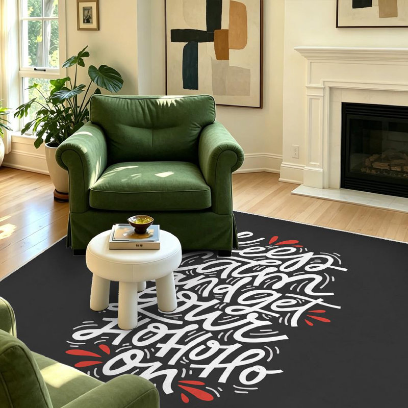 Tapis intérieur transparent lavable à la machine, inscription « Keep Calm and Get Drawn », Rectangle 39 po x 63 po