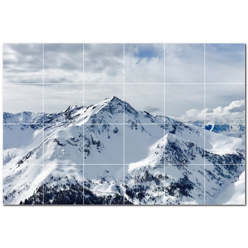 Mountains Photo 4.25'' x 4.25'' Satin Ceramic Decorative Mural