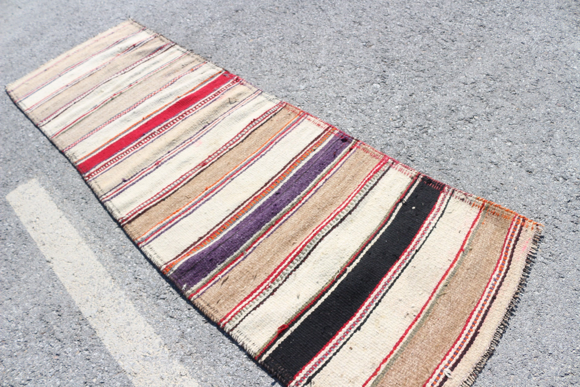 Earthy Fun Runner Rug Union Rustic Handmade Striped Pattern Turkish Runner Rug With Earthy ...
