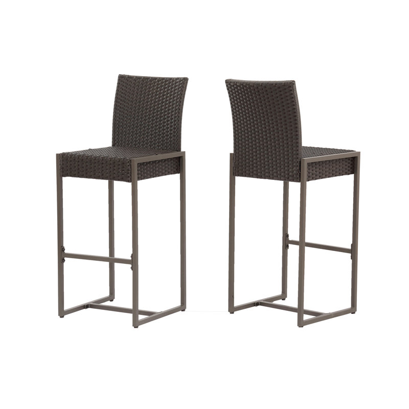 Ensemble de charmant tabouret de bar transitionnel pour les espaces extérieurs élégants, Marron foncé