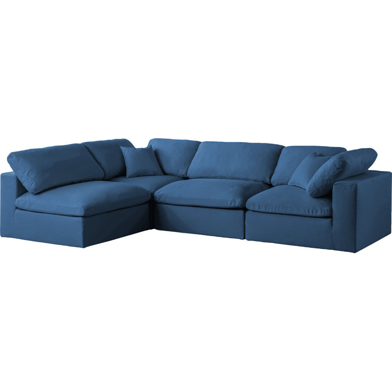 Jocqua Velvet L-Shaped Sectional Reversible, Navy Velvet
