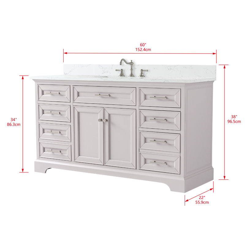 Thompson 60" W Single Bathroom Vanity, Taupe/Brushed Nickel