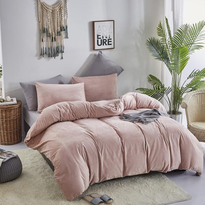 Pink Velvet Comforter Set Queen Dusty Pink Flannel Bedding Comforter Set Queen Plain Blush Pink Winter Blanket Quilts Modern Sherpa Micromink 3 Piece Bedding Set
