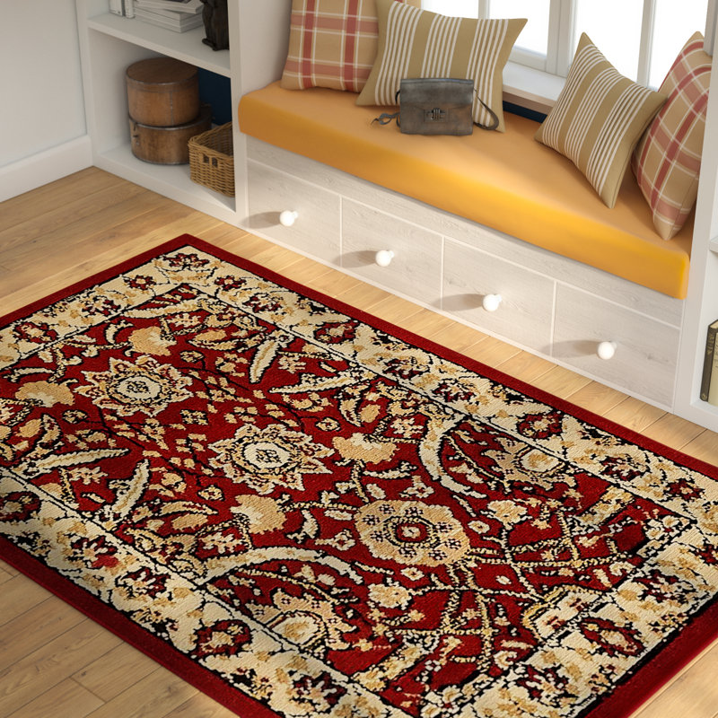 Tapis rouge tissé à la machine Britannia, Rectangle 6 pi 1 po x 9 pi